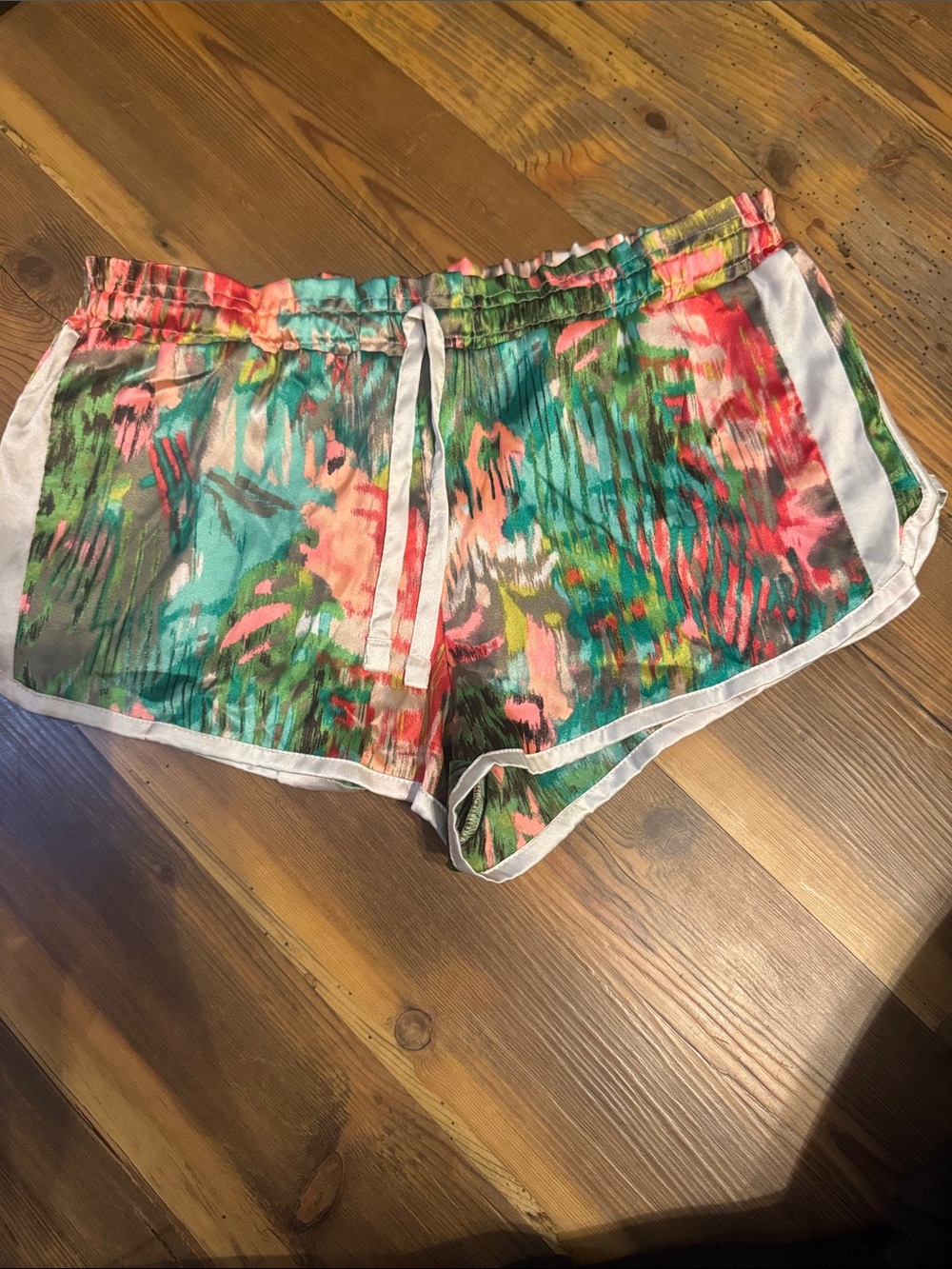 Victoria's Secret Multicolor Floral Athletic Shorts - Teal & Pink